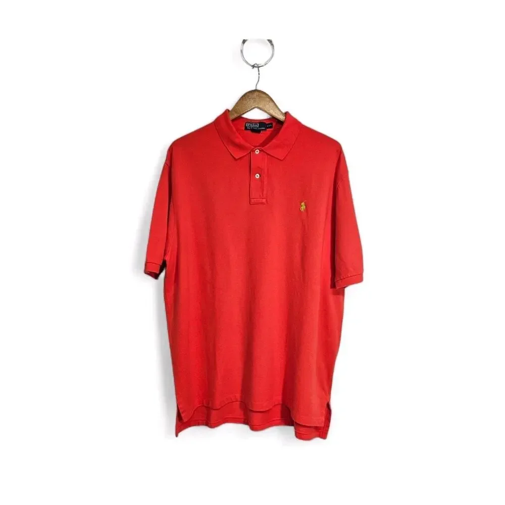 Polo Ralph Lauren Orange Cotton Short Sleeve Golf Polo Shirt Size XXL